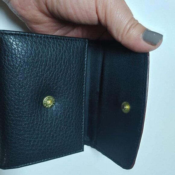 Design Collection Women Black Burgundy Leather Wallet Snap closure, Gift for Her - Picture 4 of 11